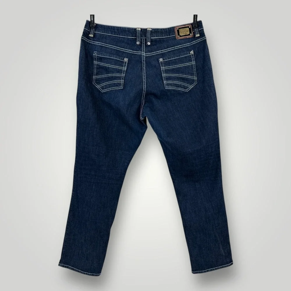 Coogi Jeans Womens 22 (44x33.5) Blue Dark Wash Straight High Rise Studded Denim